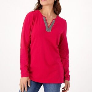 Kim Gravel Beaded Neck Tunic, EUC